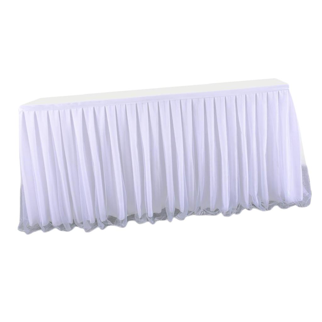Maxbell Tulle Table Skirt Pleated Tablecloth Christmas Banquet Table Decor 2 Yards
