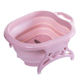 Maxbell Home Foldable Foot Bath Basin Plastic Footbath Massage Soaking Bucket Pink