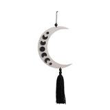 Maxbell Black Celestial Phase Wood Wall Art with Tassel Indoor Outdoor Wall Ornament Crescent