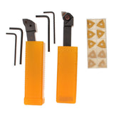 Max 2pcs CNC Metal Lathe Turning Tools Holder Bit Set with Carbide Inserts