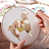Maxbell Full Range of Embroidery Starter Kit with Pattern - Cute Alpaca CE003