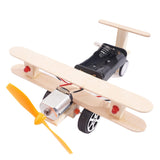 Max Maxb DIY Plane Model Kit Wood Kids Physical Science Experiments Toy Double lights