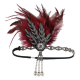 Maxbell Fascinator Headband Hair Chain Wedding Headdress Photo Props Costume Ball Black Rose Red