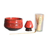 Maxbell 4Pcs Japanese Matcha Set Matcha Traditional Japanese Tea Ceremony Red