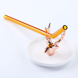 Max 1pcs Creative Curved Glass Drinking Straw Bent With Brush Brownish Gold