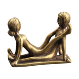 Maxbell Brass People Figurine Crafts Posture Figure Funny for Bedroom Decoration StyleC