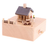 Maxbell Creative Wooden Car Running Musical Box Ornament Toy -Bridge & Cabin