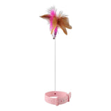 Maxbell Cat Feather Teaser Collar Hands Free Funny Indoor Cats Teasing Wand 1pcs Pink