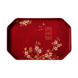 Maxbell Traditional tray Serving Tray Resin Dessert Bathroom Tray for Decor Red Hexagonal