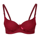 Maxbell Womens Comfort Sexy Embroidered Lace Unpadded Push up Everyday Bra 34AB Red