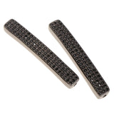 Maxbell Fashion Loose Long Flat Spacer Beads DIY Bracelet  Black zircon