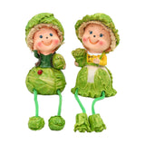 Maxbell 2Pcs Lovely Hanging Foot Doll Sculpture Resin Statue Figurine for Wedding Cabbage Doll