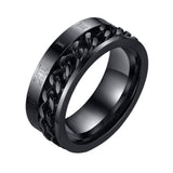Maxbell Punk Stainless Steel Roman Numerals Classic Link Band Ring Black US Size 9