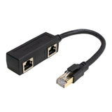 Maxbell LAN Ethernet Splitter Black Male to Female Network Adapter Computer One to Two  Large