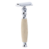 Maxbell Wood Handle Double Edge Safety Shaving Razors Moustache Grooming Tool Beige