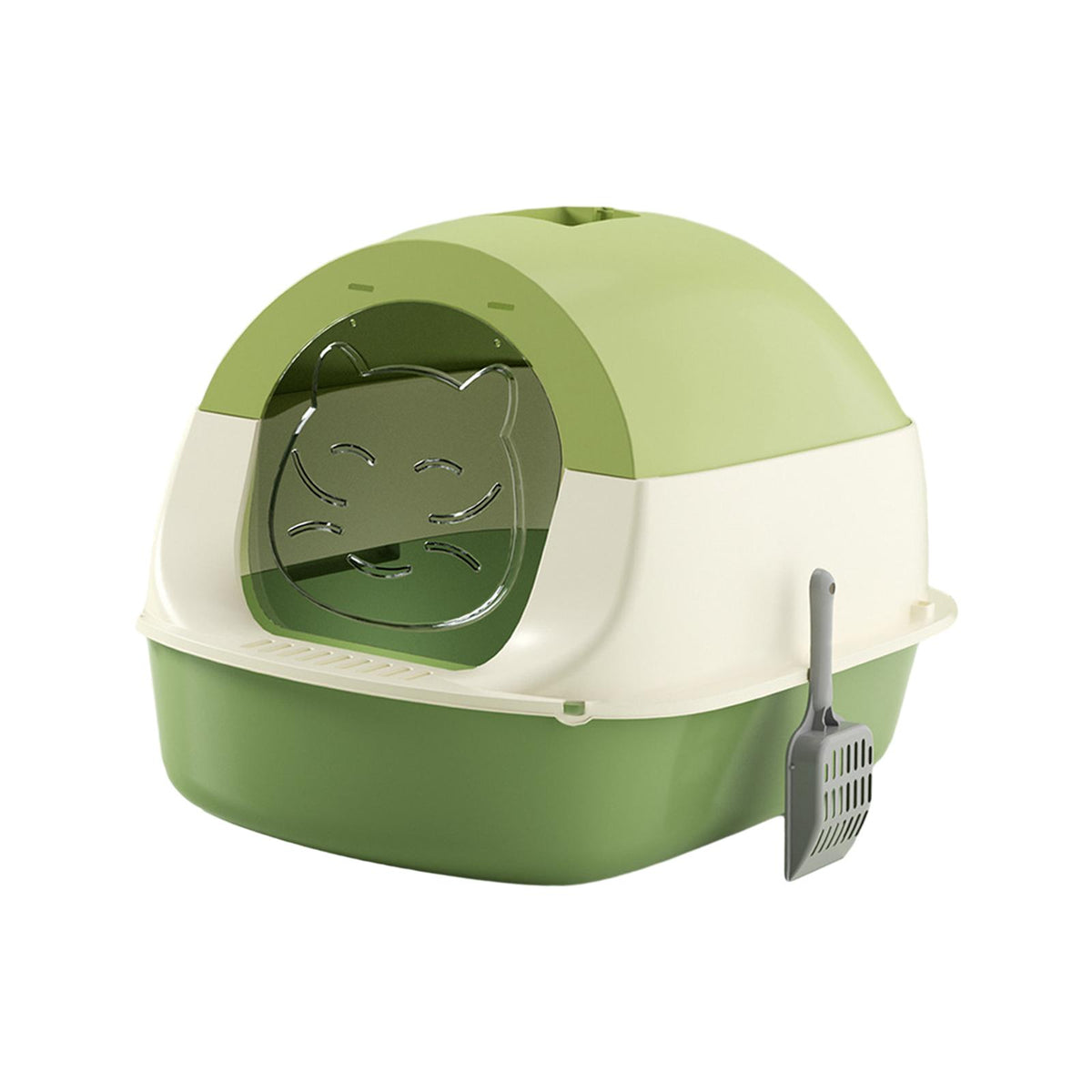 Maxbell Hooded Cat Litter Box with Lid Sandbox Fully Enclosed Cat Toilet Extra Large green