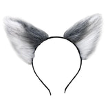 Maxbell Cat Fox Ear Hair Hoop Hair Band Headwear Novelty for Women Girls Photo Props Gray White