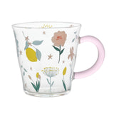 Maxbell Coffee Mugs Glassware Floral Pattern Glass Heat Resistant for Yogurt Travel