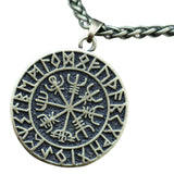 Maxbell Steel Nordic Viking Shield Pendant Necklace Men Gift Bronze with Metal chain