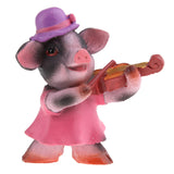 Max Miniature Dollhouse Bonsai Craft Garden Landscape Resin Pig Decor Play the Violin B