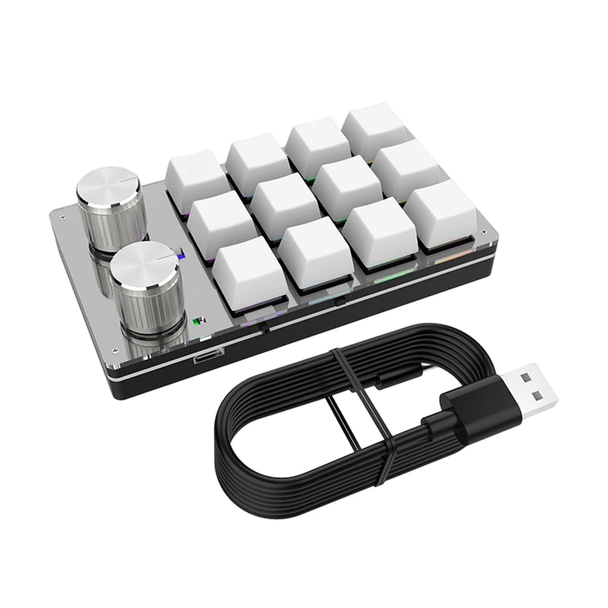 Maxbell 12 Key Mini Mechanical Keyboard Programmable Keypad RGB Lights for Office White