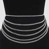 Max Multi-layer Link Waist Bikini Belly Chain Hip Chain Beach Body Jewelry Silver