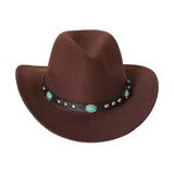 Maxbell Men's Women's Western Cowboy Hat Wide Brim Fashionable for Summer Beach Dark Brown