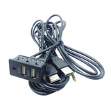 Max 1.5M Car Vehicle Universal AUX 2 USB Audio Dashboard Mounted Extension Cable