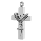 Maxbell Cross Crystal Stainless Steel Urn Cremation Family Keepsake Pendant Daughter