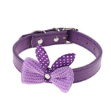 Maxbell Pet Necktie Dog and Cat Neck Strap Collar with Bowtie Purple-M