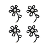 Maxbell Set of 4 Embroidery Patches Flower Shaped Appliques for Hairpins Clothing Black