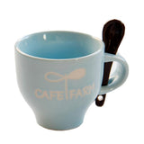 Max 1Pc Mini Ceramic Mug Cute Letters Pattern Solid Color Coffee Cup 120ML Blue