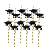 Max 12pcs Graduation Theme Disposable Drinking Straw Kids Party Tableware C