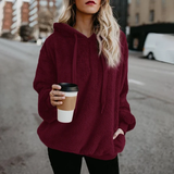 Maxbell 2020 New Women Pullover Fuzzy Fleece Sweatshirt Hoodie 4XL Red