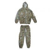 Maxbell Leaves Ghillie Suit Set Woodland Hunting Hooded Jacket Pant for Farming
