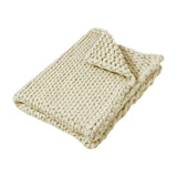 Maxbell Handmade Chunky Knit Blanket Knitted Blanket for Living Room Bedroom Decor Beige