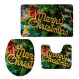 Max 3Pcs Christmas Bathroom Bath Mat Rug Set Toilet Lid Cover C939CP