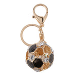 Maxbell Fashion Rhinestone Crystal  Black Football Soccer Charm Purse Bag Key Ring Keychain Keyfob