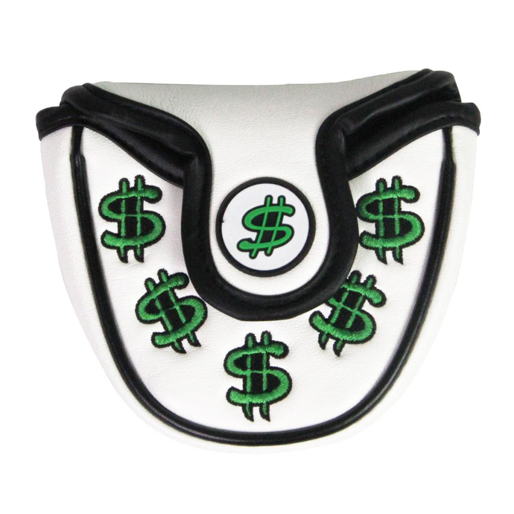 Maxbell Waterproof PU Golf Mallet Head Cover Putter Protector Guard White + Green