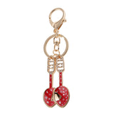 Maxbell Fashion Rhinestone Crystal Red Spoons Charm Purse Bag Key Ring Keychain Keyfob