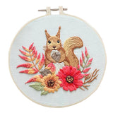 Maxbell DIY Needlework Kits Embroidery Hoop Cross Stitch Craft - Flower Squirrel