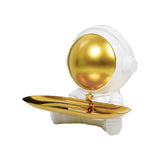 Maxbell Astronaut Statue with Tray Key Holder for porch Container Trinkets White Gold