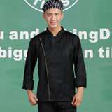 Maxbell Unisex Chef Jacket Coat Long Sleeves Oblique Led Package Margin XL Black
