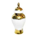 Maxbell Ceramic Flower Vase Ginger Jar with Lid Temple Jar for Bookshelf Shelf Decor 21cmx45cm