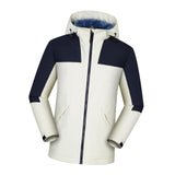 Maxbell Women Hooded Softshell Jacket Hiking Jacket with Pockets for Skiing Cycling XXXL White and Blue