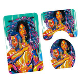 Max 3 Pieces Non-slip Bathroom Bath Mat U-Shape Contour Mat Toilet Lid Cover African Couple