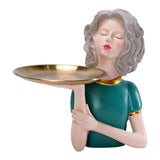 Maxbell Girl Figurine Decoration Storage Tray Resin for Home Desk Home Ornament Green