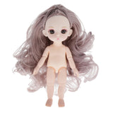 Maxbell Lovely 16cm Ball Jointed Girl Doll Nude Body DIY Parts Gray Curly Hair