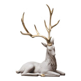 Maxbell Creative Reindeer Ornament Figurine Craft Elk Sculpture Bedroom Desk Gold Antler Lying