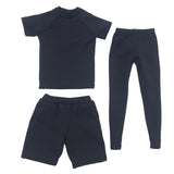 Maxbell 1/6 Men Short-sleeved Sports T-shirt Short Pants Trouser Suit Black